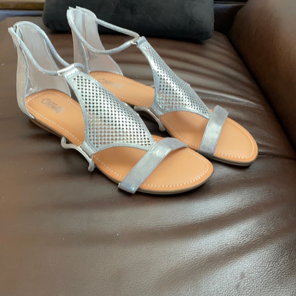 Silver Dress Sandals Sz 11m Carlos  by Carlos Santana.